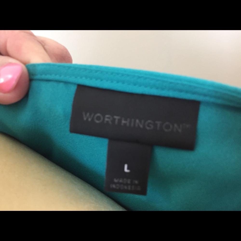 Woman’s Worthington Teal Top size L - Picture 6 of 6